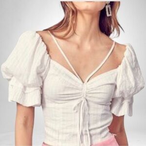 Native daughters Gathered Smocked Crop Top White SZ S